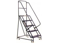 Steel Rolling Warehouse Ladder w/Handrail - 3 Step
