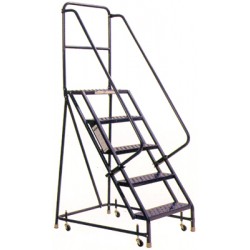 Steel Rolling Warehouse Ladder w/Handrails - 4 Step